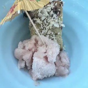 Pineapple sorbet and a cherry rum cake