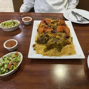 Chicken and lamb mendi platter