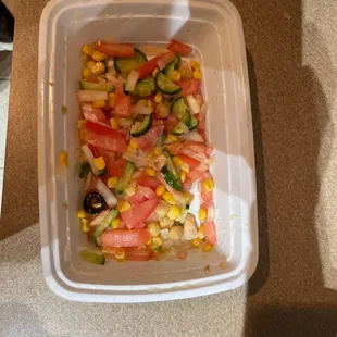 Chicken Kabob Over Salad, without the chicken...given to my dog.