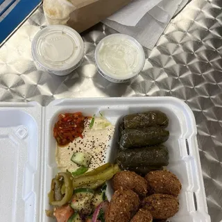 Falafel and Grape Leaves Plate