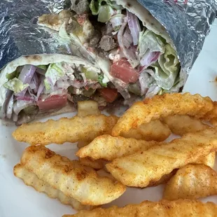 Steak wrap and fries