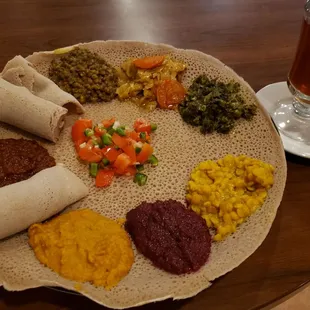 Vegan Platter with 8 items and hot spicey tea