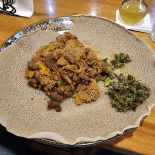 Beef Firfir and collards