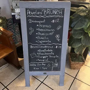 a menu on a chalkboard