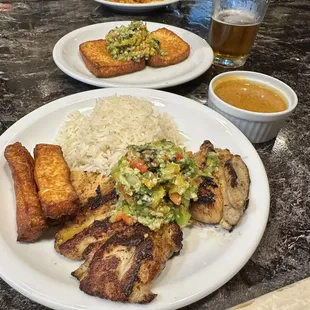 Grilled chicken with chimicurri salsa and fried Venezuelan cheese!