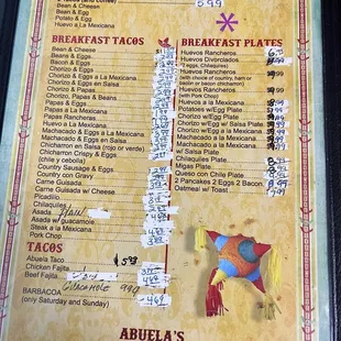 tacos, menu