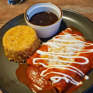 Shredded Beef Enchiladas with Red Sauce