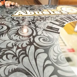 One of the tables at Abuelas Tacos