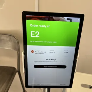 kiosk where you scan your order confirmation