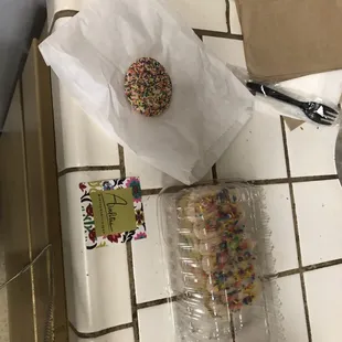 The delicious sprinkle cookie and confetti cake I had to get