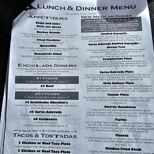 Lunch menu