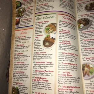 a menu for a mexican restaurant