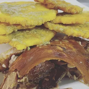 Tostones with Mojo Roasted Pork