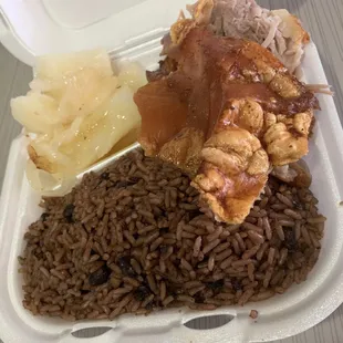 Congri Rice, Mojo Roast Pork and Yuca.