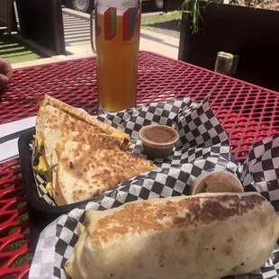 Breakfast quesadilla and burrito  ABW food truck has brunch on weekends