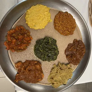 a plate of ethiopian food