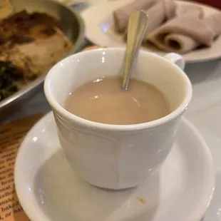 Hot spiced tea with cream.