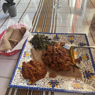 Beef Tibs. Great flavor, huge portion.