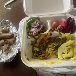 vegetarian combo after i filled up on eating all the multiple types of lentils, mustardy lentil salad, and most of the warm carrots/potatoes
