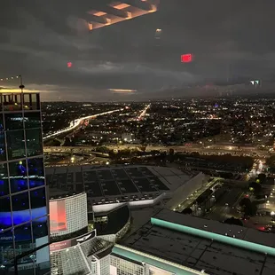 a view of a city at night