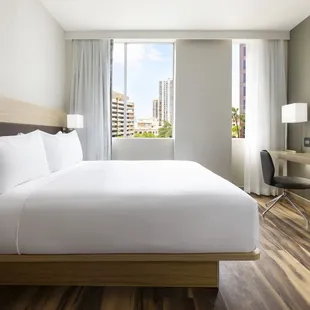 Book with no resort fees. King room city view. Open closet, clutter-free desk, and complimentary WiFi, allow you to settle in and stay produ