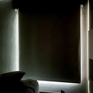 Daytime, with the blackout screen. No curtains at the sides, so a lot of light still enters