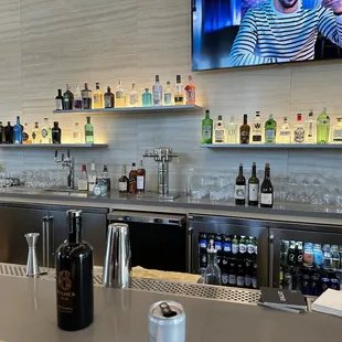 Some of the gin bottles on display. (There are more in a cabinet off to the side.)