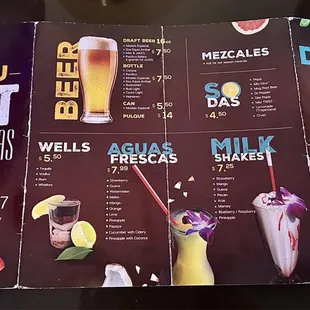 Drinks menu