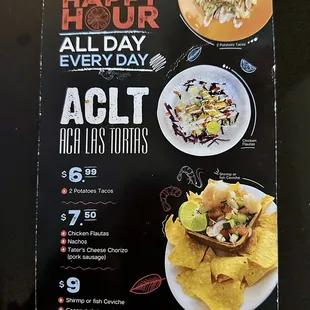 tacos, menu