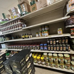 shelves of canned food