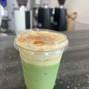 Vanilla Matcha Latte with Banana Cream
