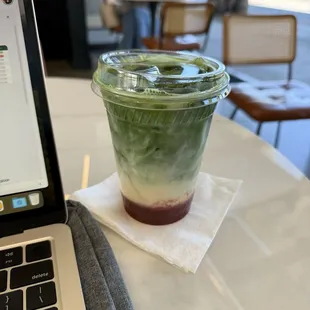 Strawberry matcha latte