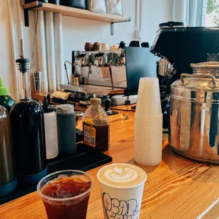 a cup of coffee on a counter