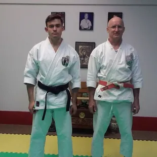 Evan Varney and me after his black belt test.