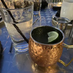 a moscow mule with a slice of lime