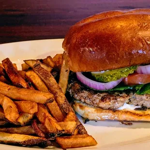 Turkey Burger - turkey patty, lettuce, tomato, onion w/ side