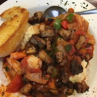 Shrimp and grits with crispy tasso