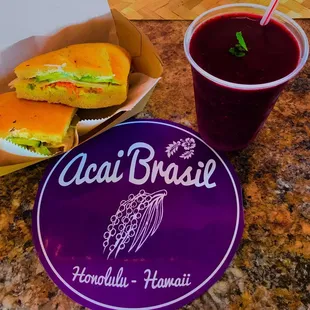 Mixed Berries and Acai Smoothies!! With Tuna Focaccia