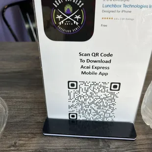 The QR code with the menu