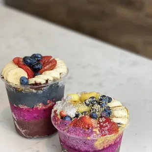 two create your own bowls of two different sizes. Various toppings