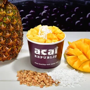 a pineapple, granola, and granola