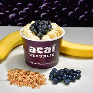 a yogurt with blueberries and granola