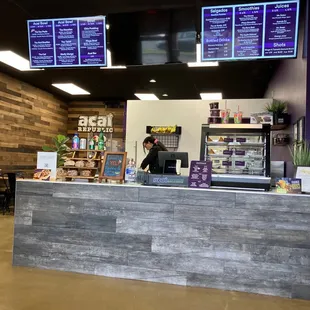 Inside store, counter. Clean.