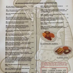 Lunch menu.