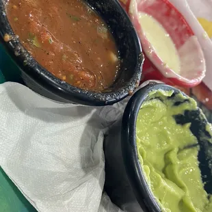 Trio of love salsa, cheese dip, guacamole