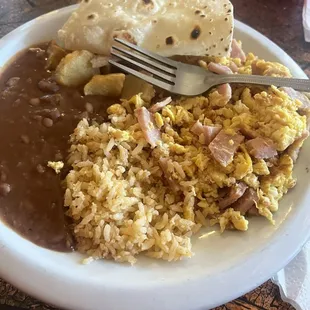 Ham &amp; eggs with flour tortillas