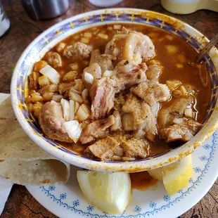Menudo with pata. Vacant get good menudo anywhere else in Stockton. This place reminds me of 3 cochinitos in east LA!