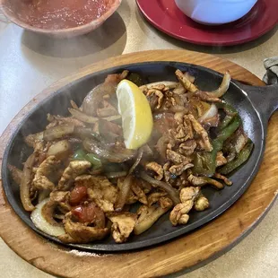 Lunch portion of chicken fajitas