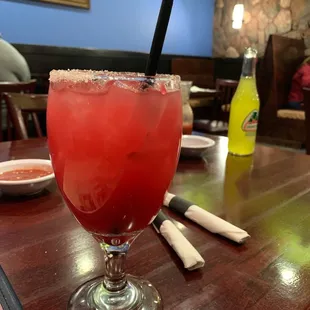 Raspberry Margarita on the rocks