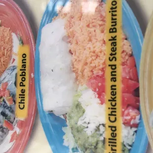 three plates of food